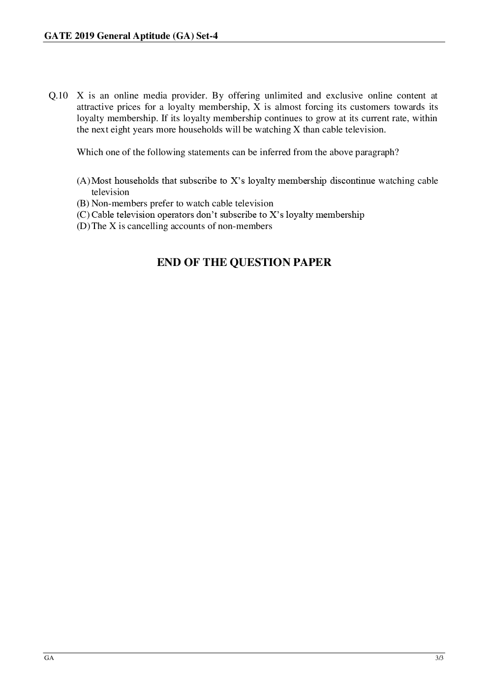 Download GATE Question Paper With Answer Key For LifeSciences 2019 by