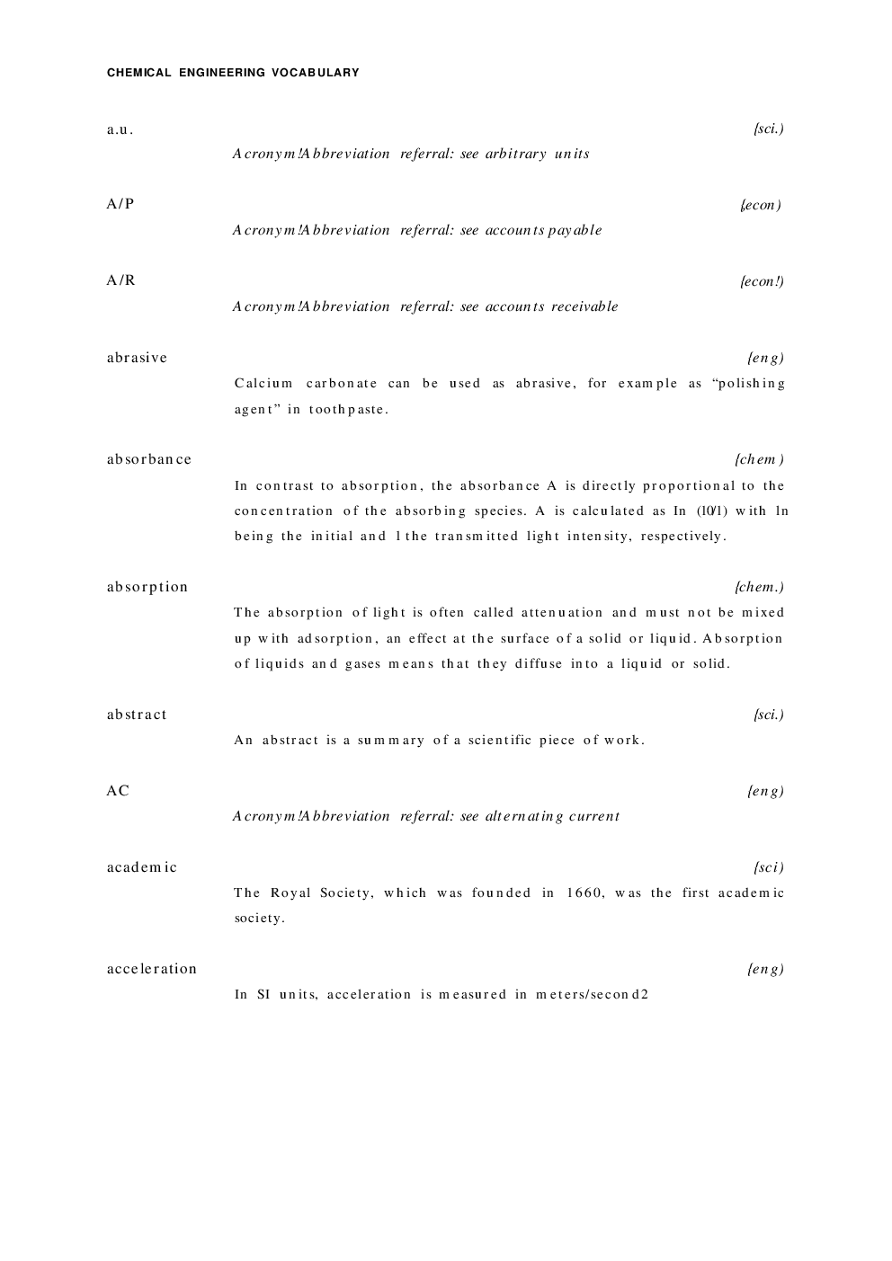 Download Free Chemical Engineering Vocabulary PDF Online 2021