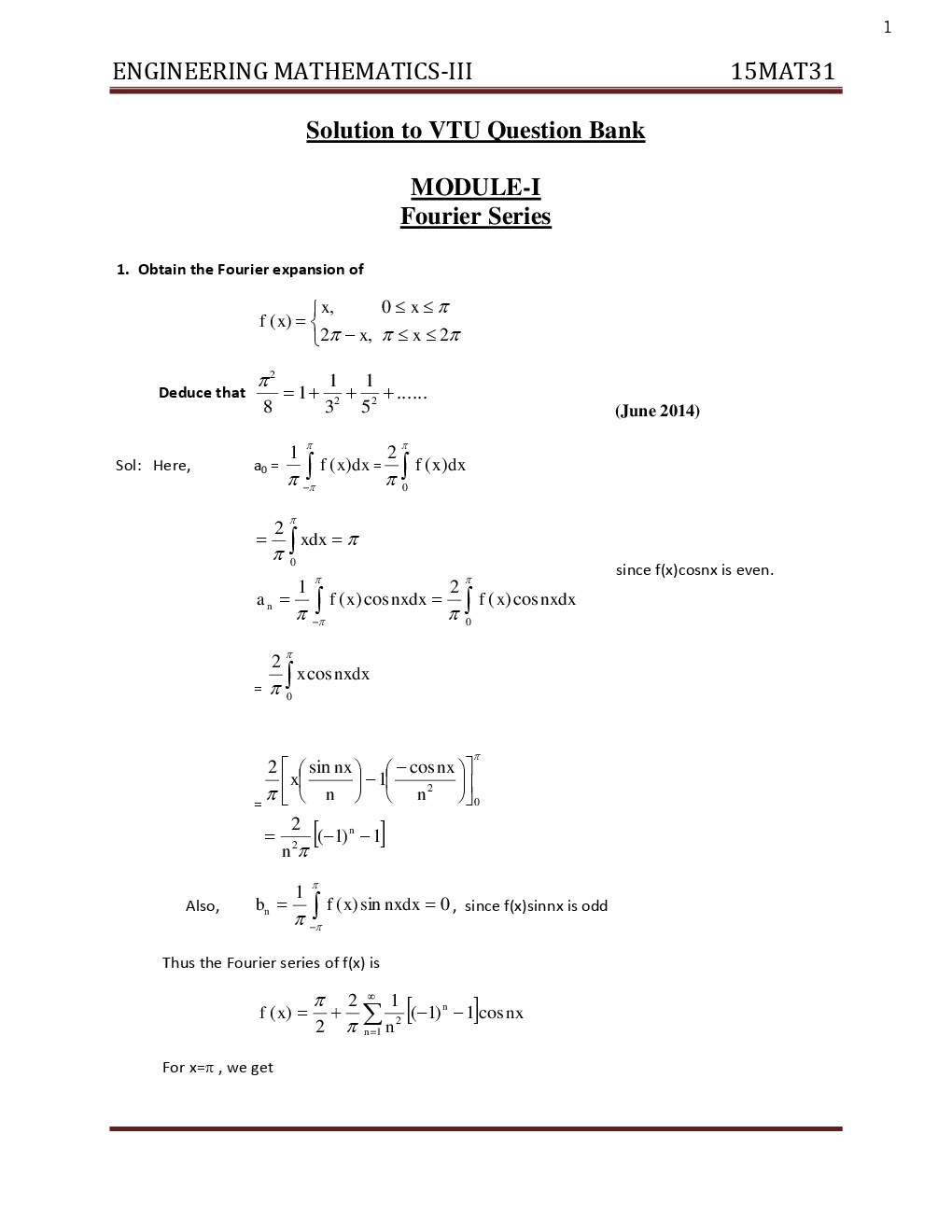 Download VTU B.E. EEE 3rd Sem Engineering Mathematics 3 Question With