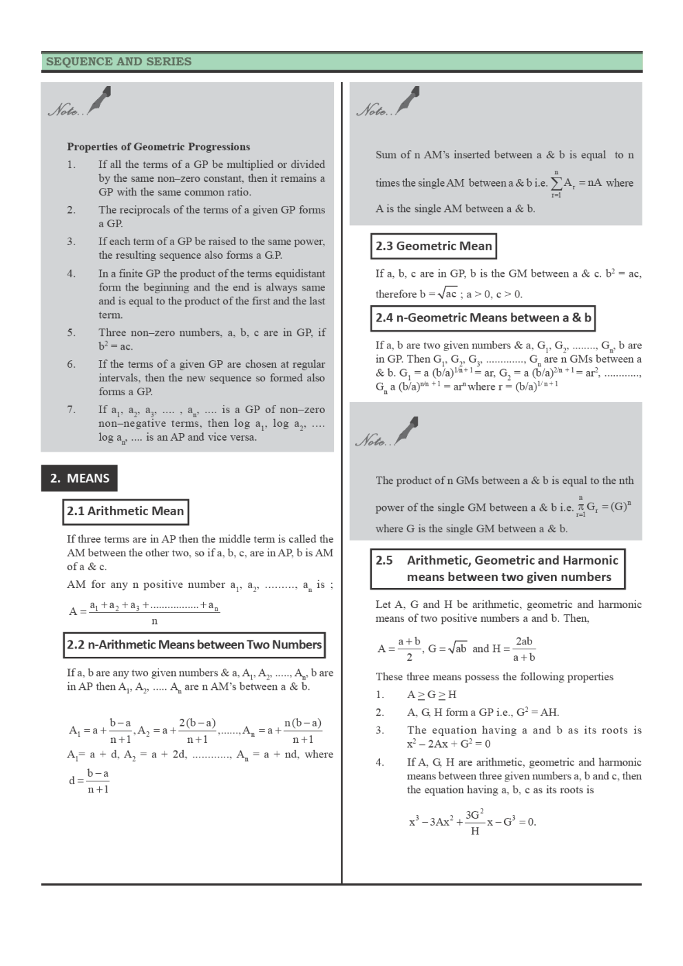 Download CBSE Class11 Mathematics Revision Notes For Sequences and