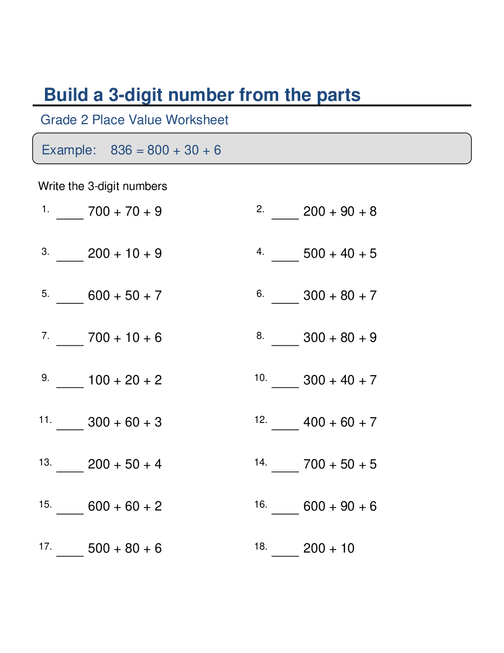 Download Mathematics Worksheet For Class2 PDF Online 2021