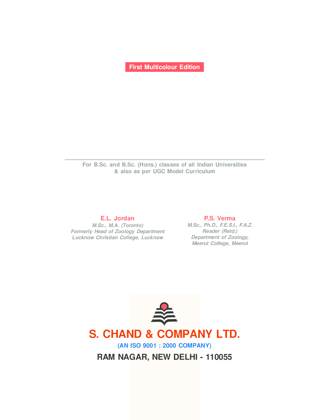 Download Invertebrate Zoology PDF Online by Jordan & Verma 2020