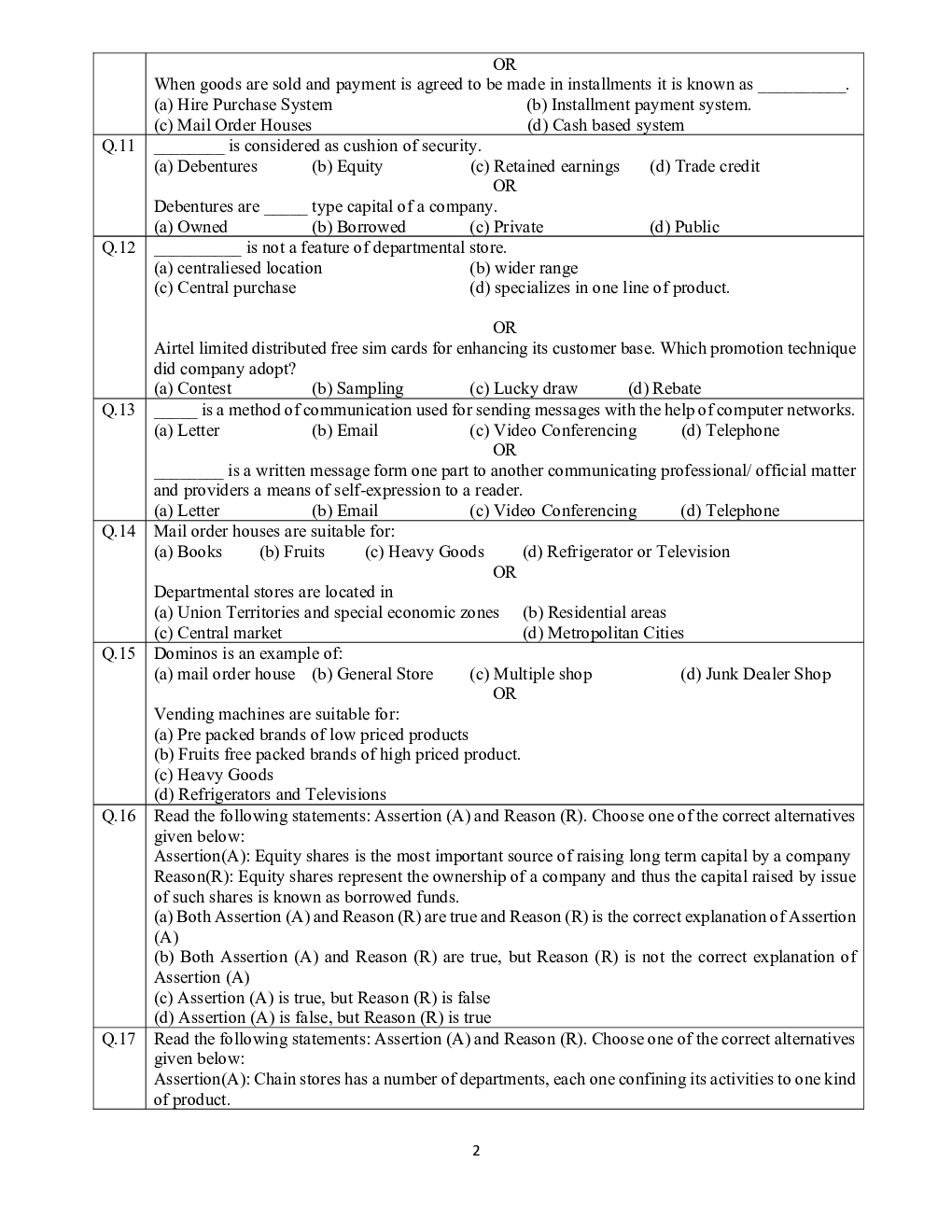 Free Download CBSE Class 10 Elements Business Sample Question Paper