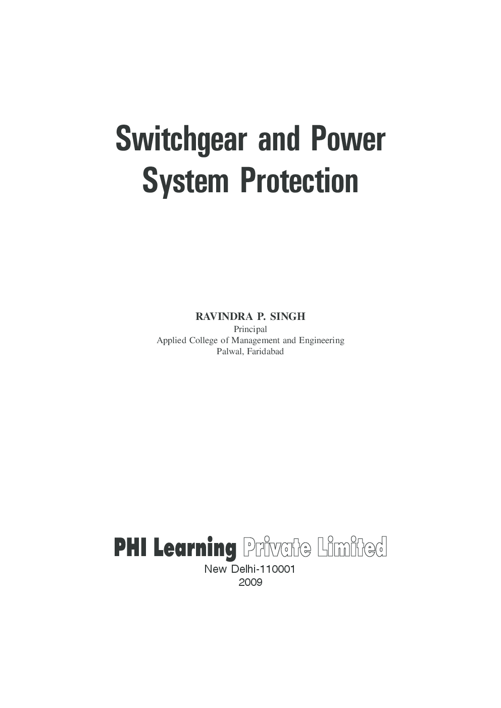 Download PHI Switchgear And Power System Protection PDF Online 2022