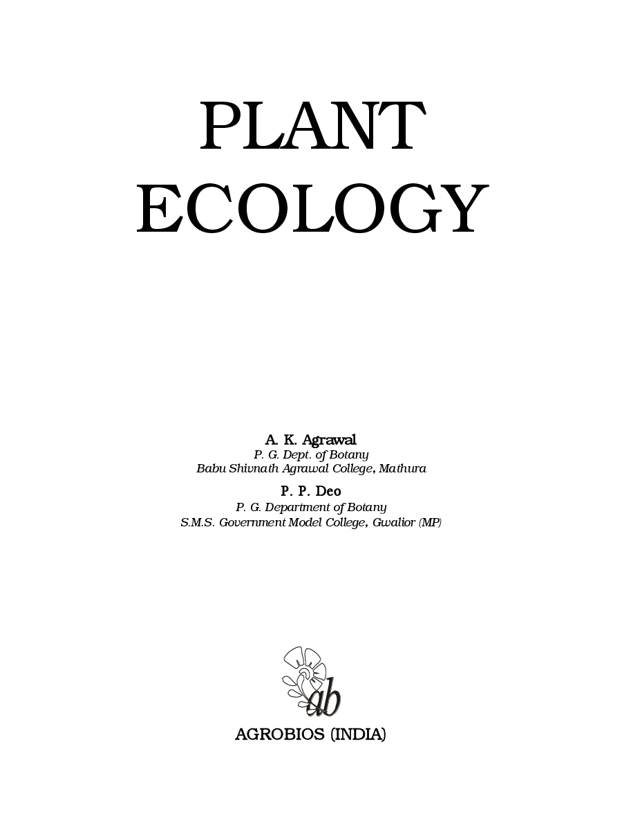 Download Plant Ecology Textbook by Agrawal AK And Deo PP PDF Online 2020