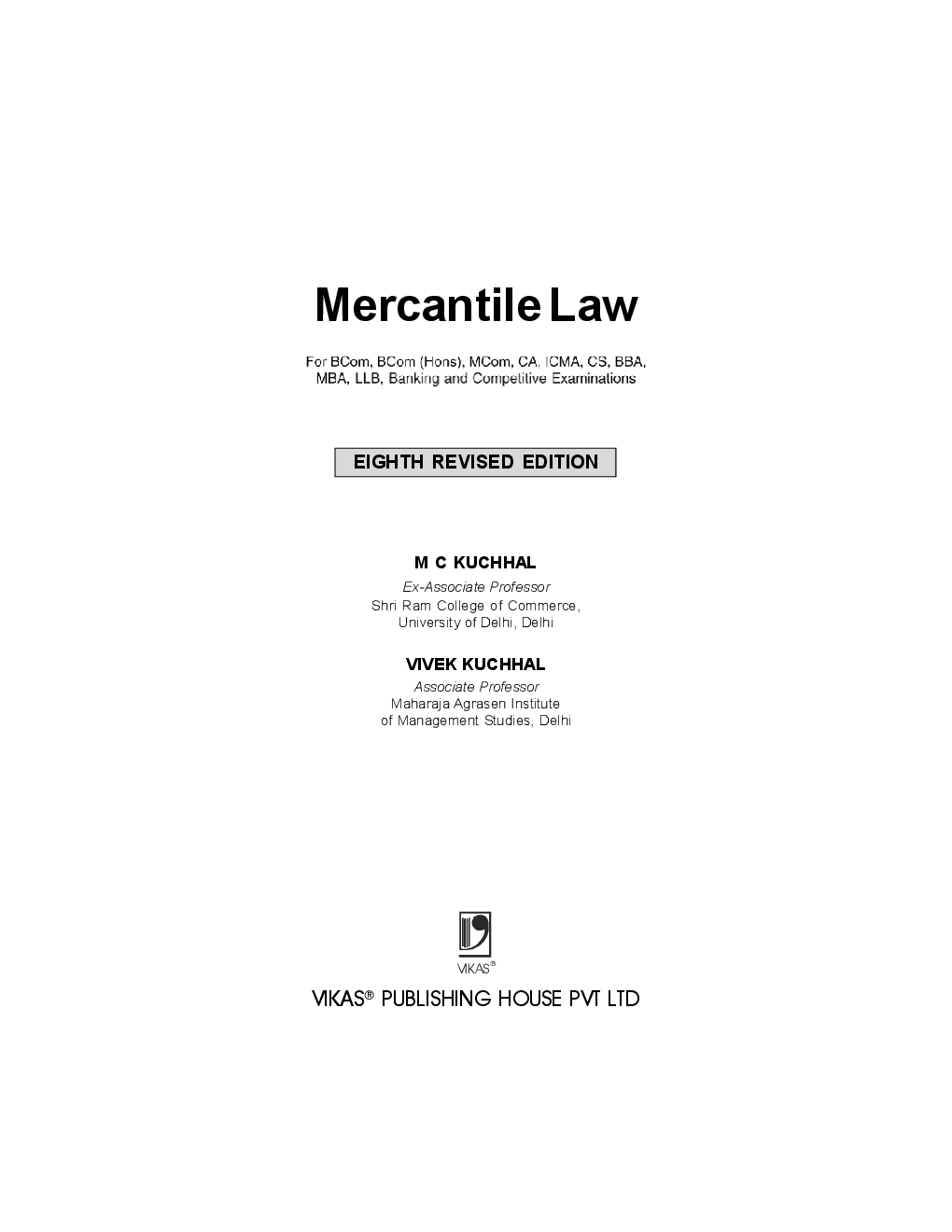 Download Mercantile Law Book PDF Online 2020 by M.C. Kuchhal & Vivek