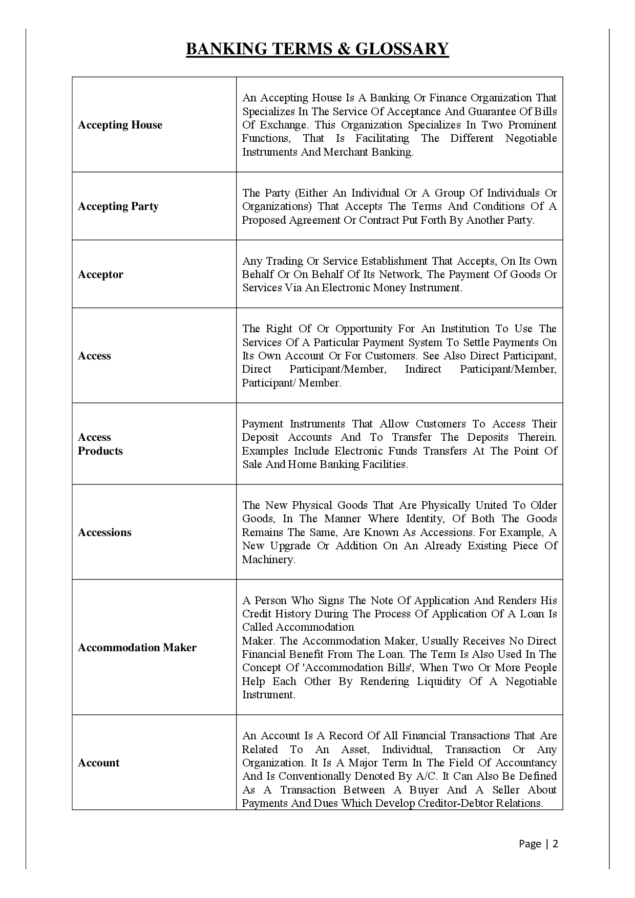 Download IBPS Banking Terms And Glossary Study Material PDF Online 2020
