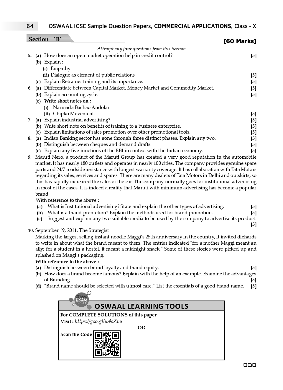 Download Oswaal ICSE Sample Question Papers 5 For CLass X Commercial