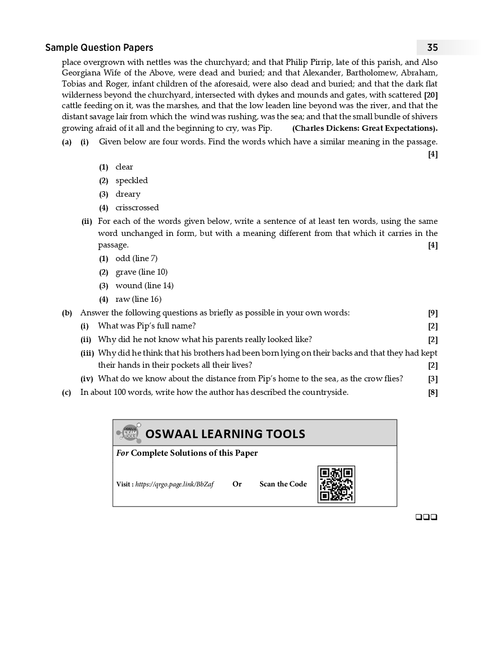 Download Oswaal ISC Sample Question Papers 1 For Class XI English Paper