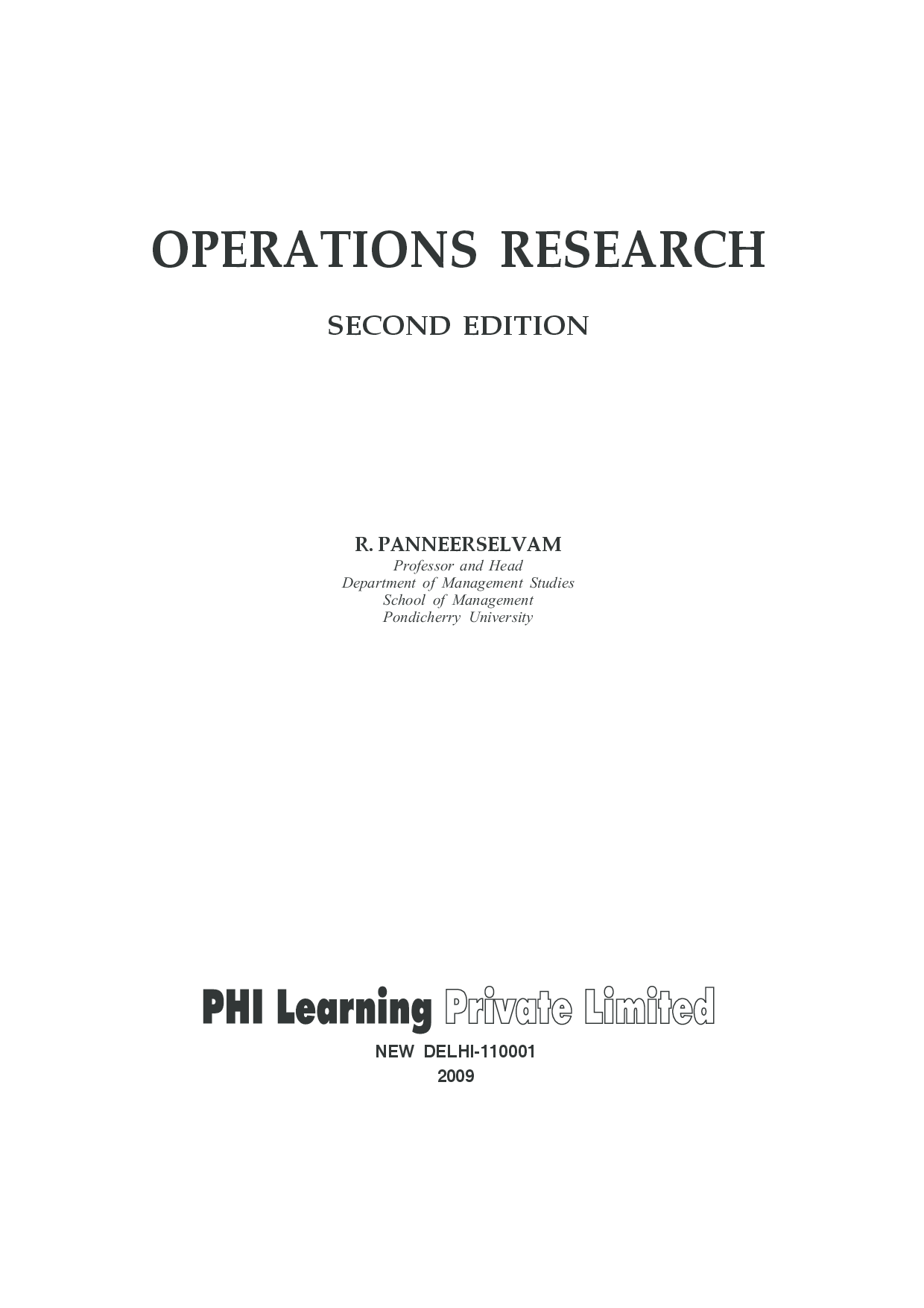 Download Operations Research 2022 PDF Online by Panneerselvam