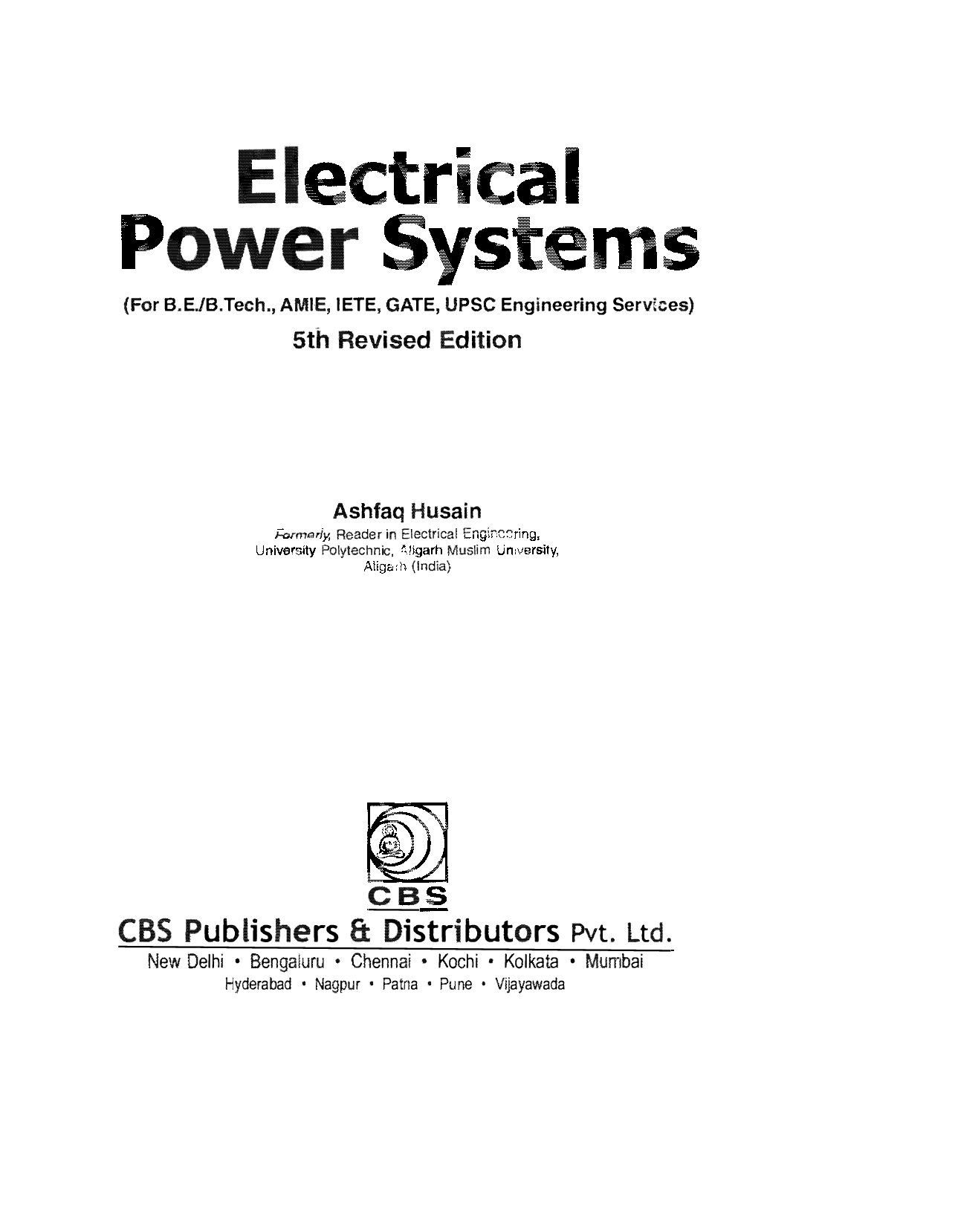 Electrical Power System By Ashfaq Hussain Pittsburgh Post.