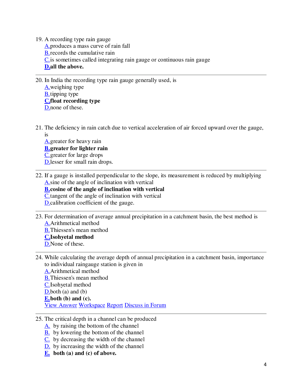 Download MCQ's On Water Resource Engineering (Civil Engineering) by