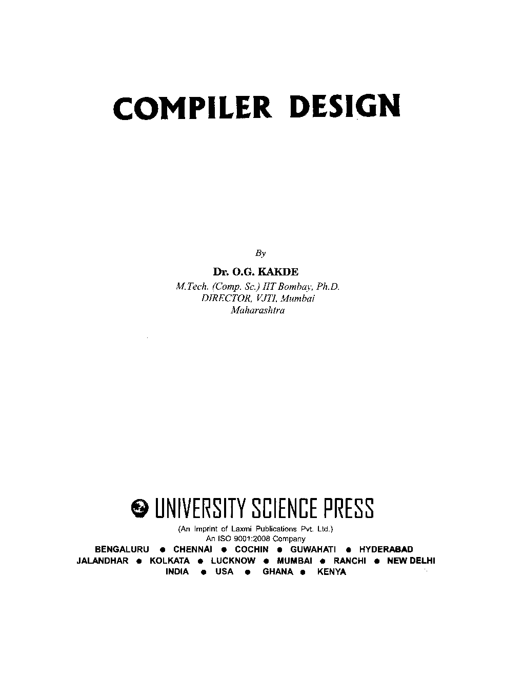 Download Compiler Design PDF Online 2020 by O G Kakde