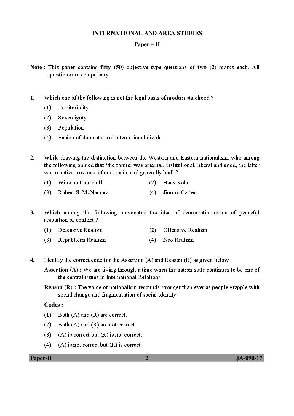 Download UGC NET International & Area Studies Solved Question Paper PDF