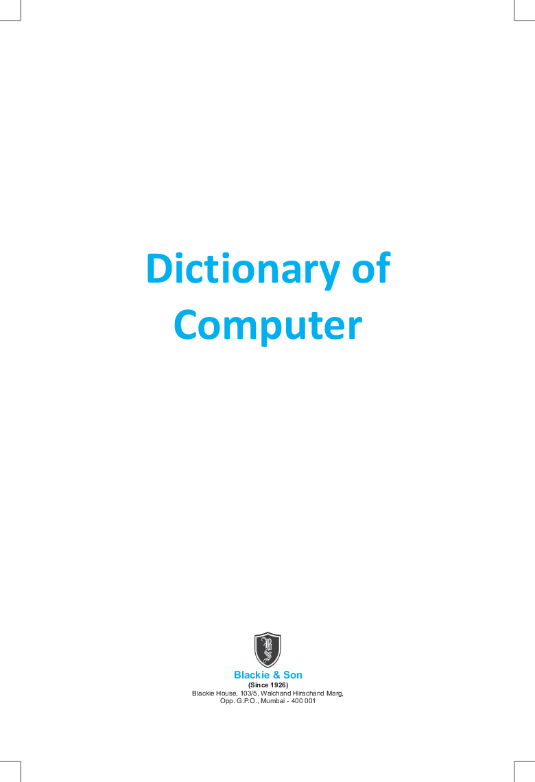 Download Blackie’s Dictionary Of Computer Science PDF