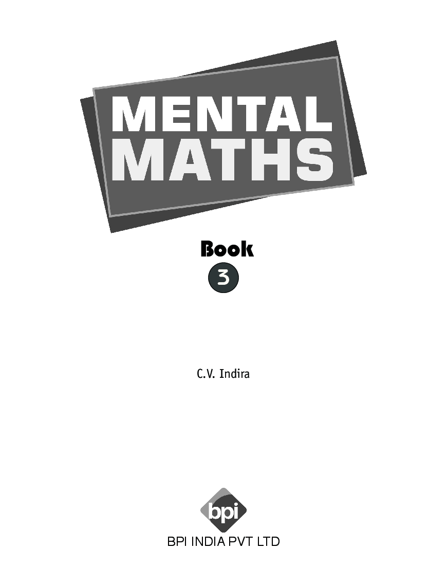 Download Class 3 Mental Maths Book PDF Online 2020 by C. V. Indira