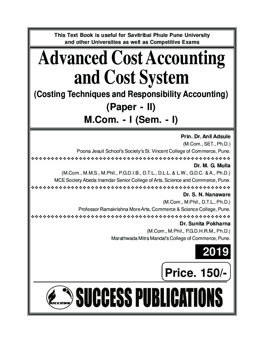 Download Advanced Cost Accounting And Cost System PDF Online by Prin