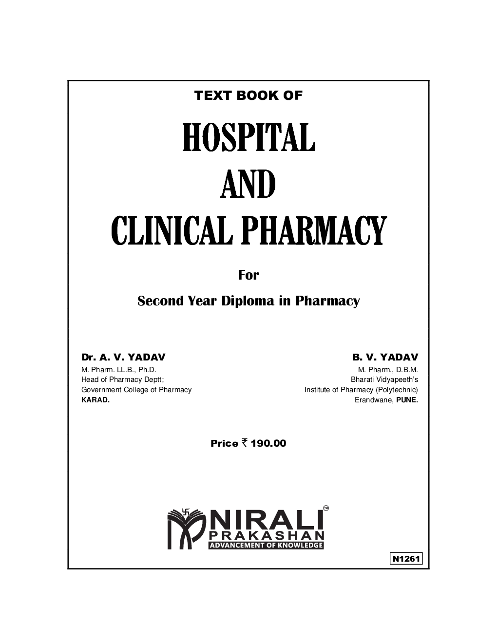 Download Nirali Hospital And Clinical Pharmacy PDF Online2020