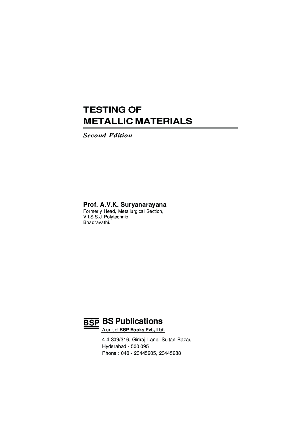 Download Testing Of Metallic Materials PDF Online 2020 by Suryanarayana