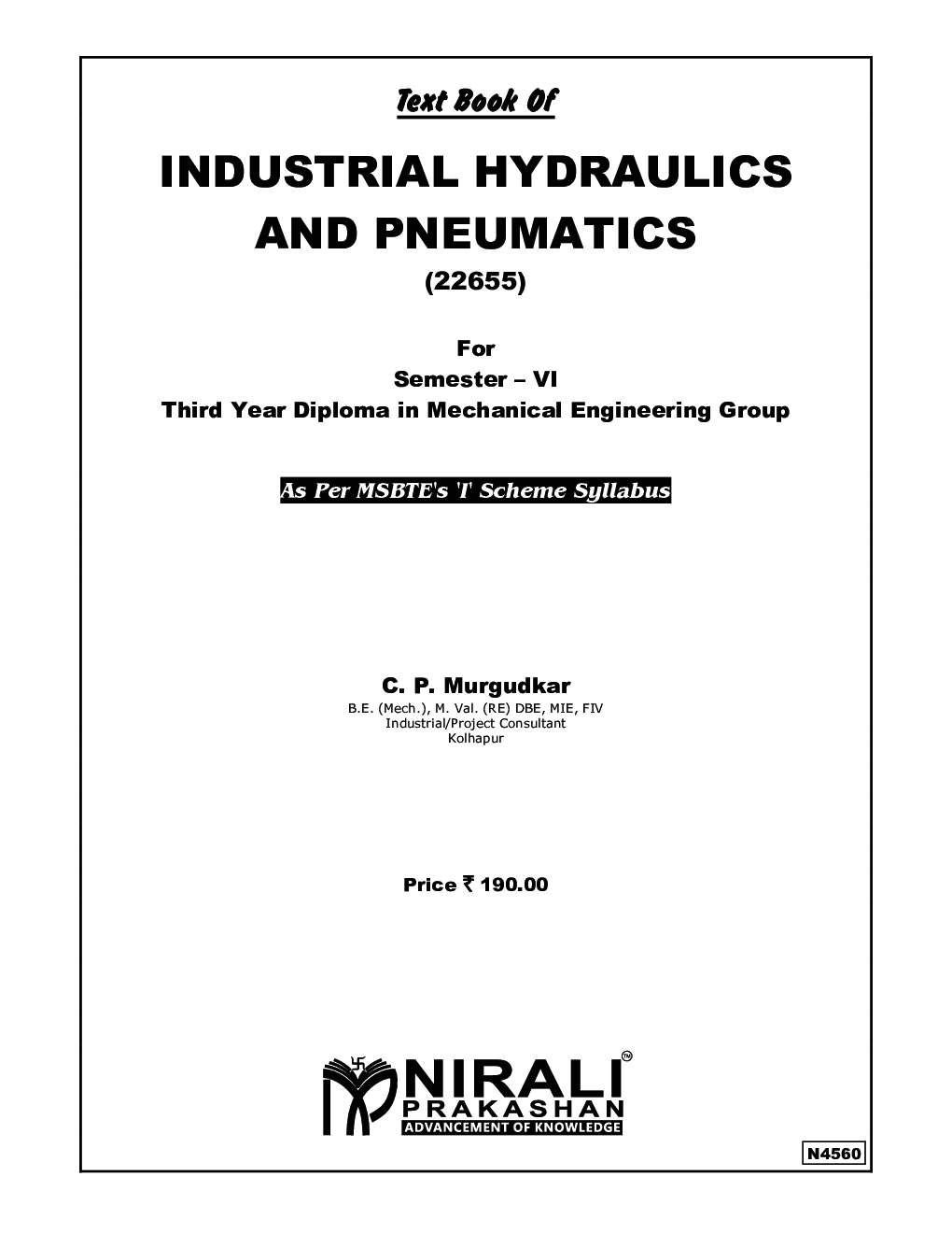 Download Industrial Hydraulics And Pneumatic's by C. P. Murgudkar PDF