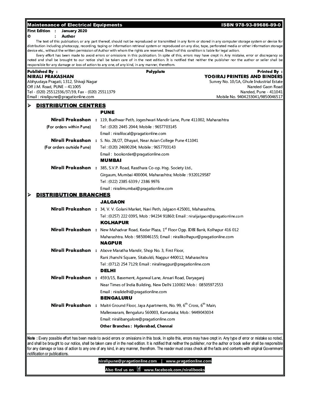 Download Maintenance Of Electrical Equipment's by M. A. Chaudhari PDF