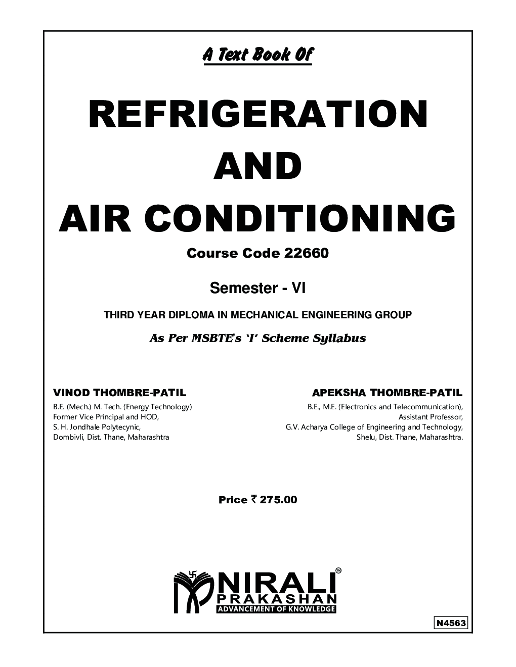 Download Refrigeration And Air Conditioning by Vinod ThombrePatil