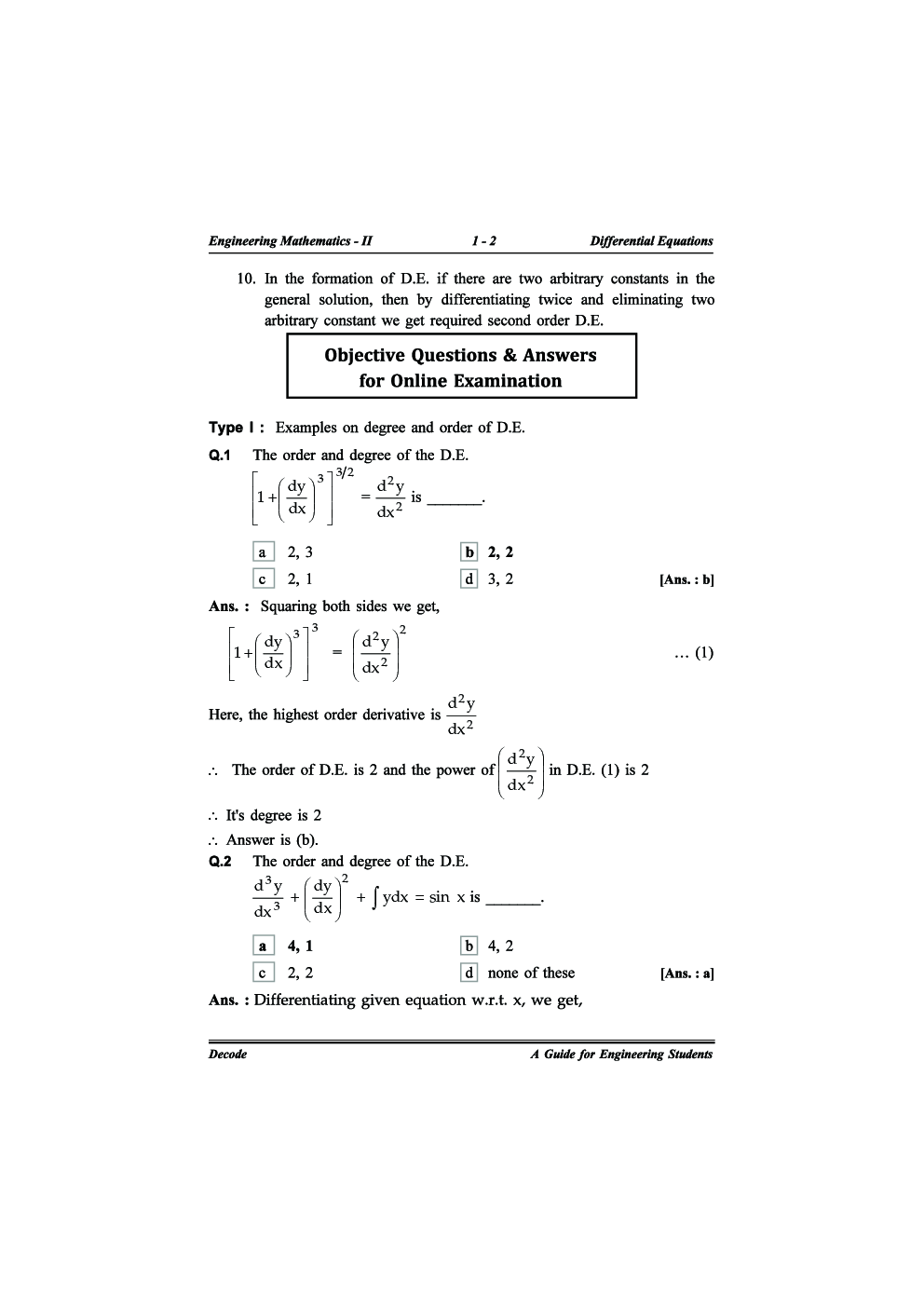 Download Engineering Mathematics 2 MCQ Books PDF Online