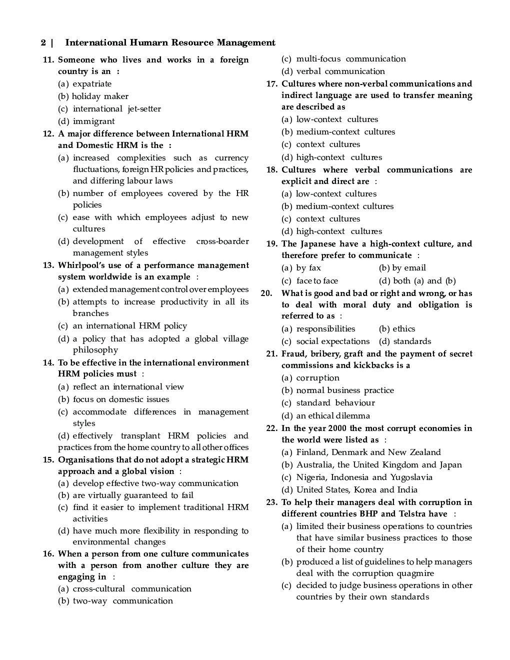 Human Resource Planning Is Mcq Management And Leadership