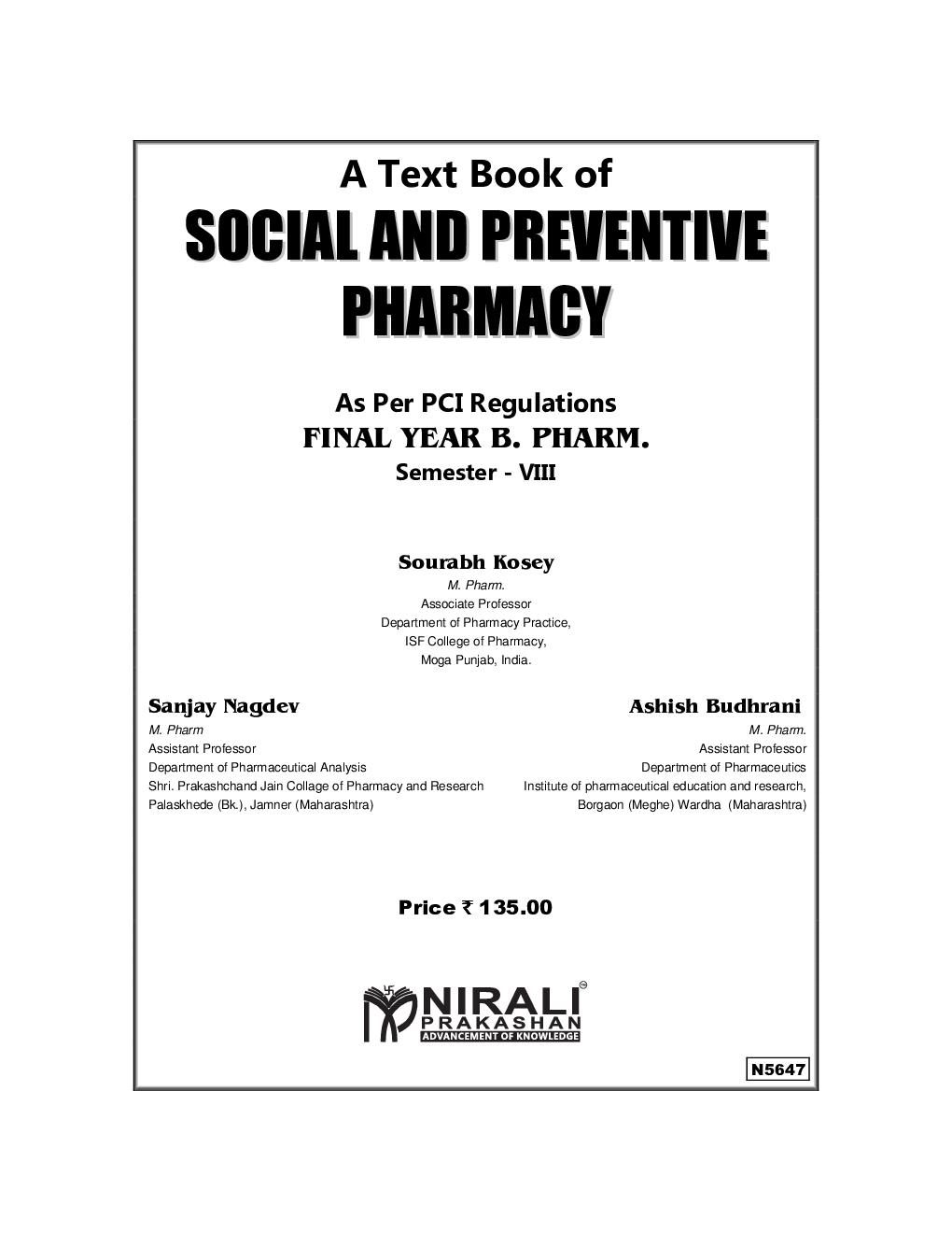 Download Social And Preventive Pharmacy PDF Online by Sourabh Kosey