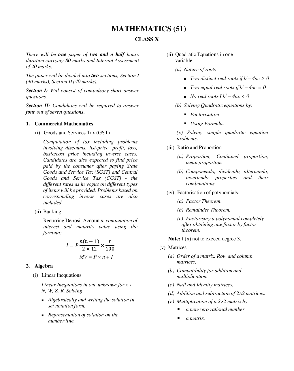 Download Exam18 ICSE Maths Sample Papers For Class 10