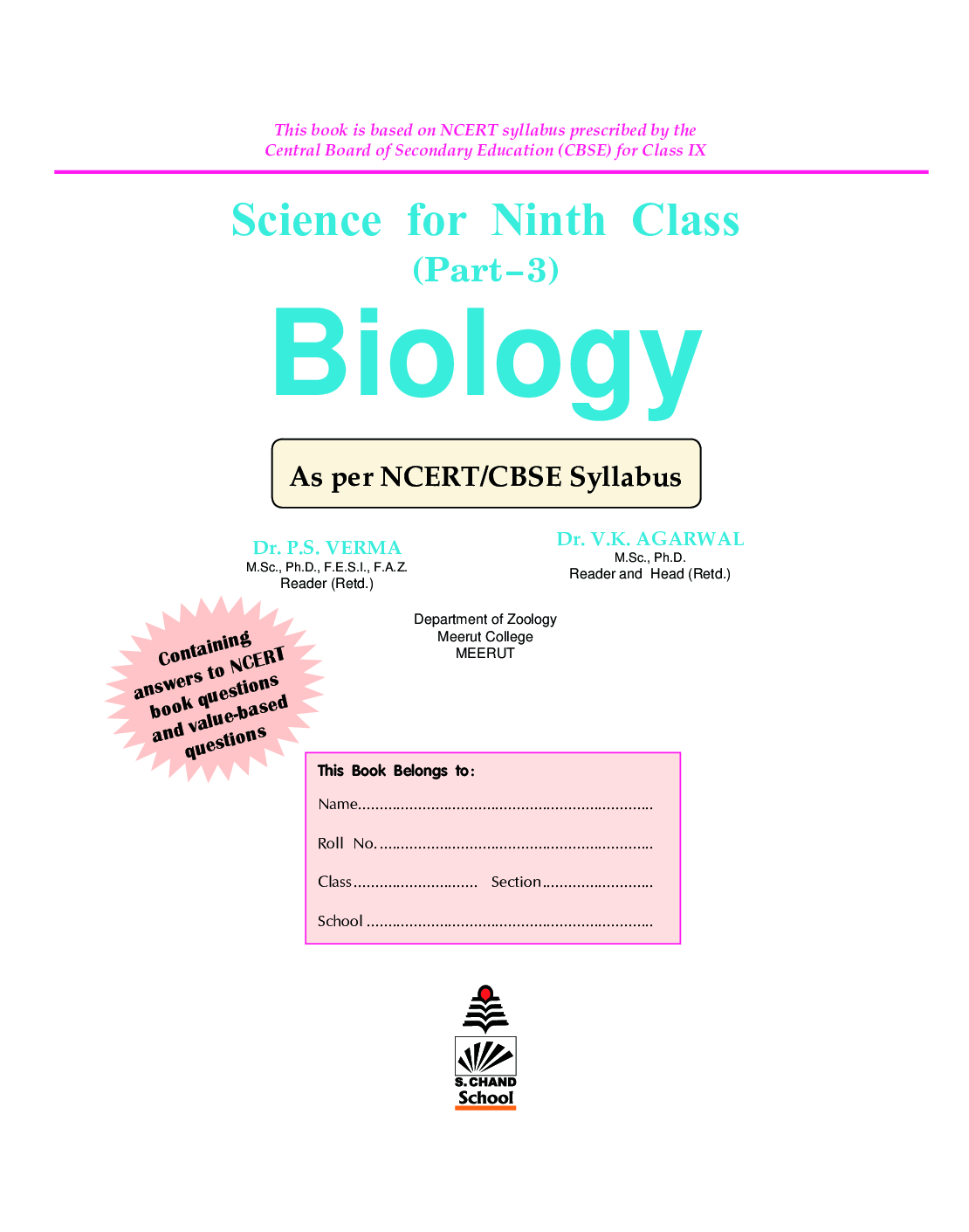 Download Science For Ninth Class Part 3 Biology by Dr. P. S. Verma, Dr