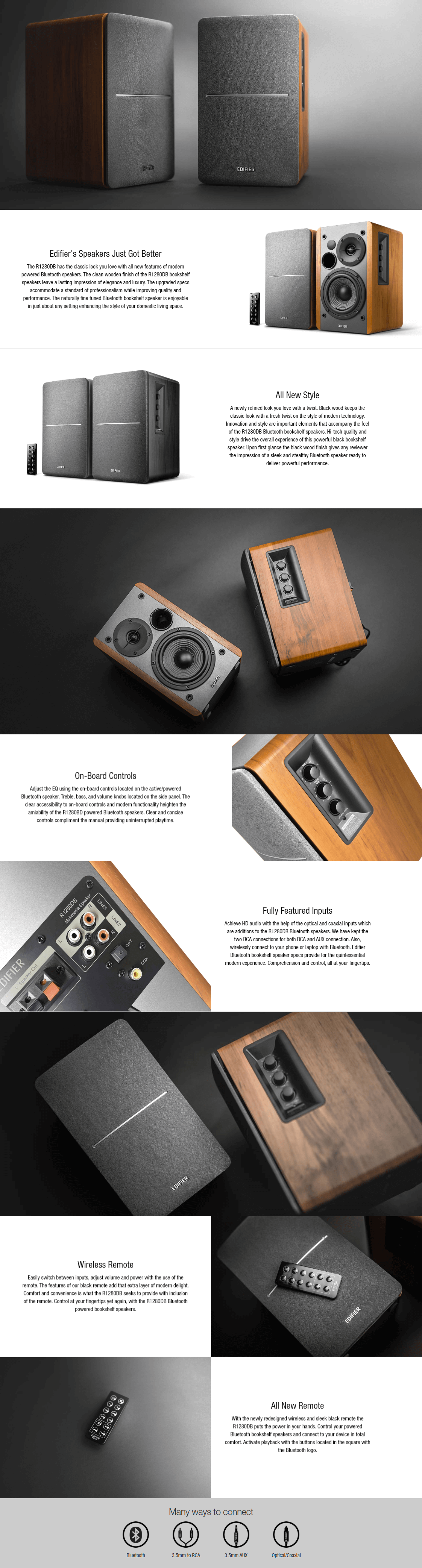 Edifier R1280DB 2.0 Lifestyle Bookshelf Bluetooth Studio Speakers