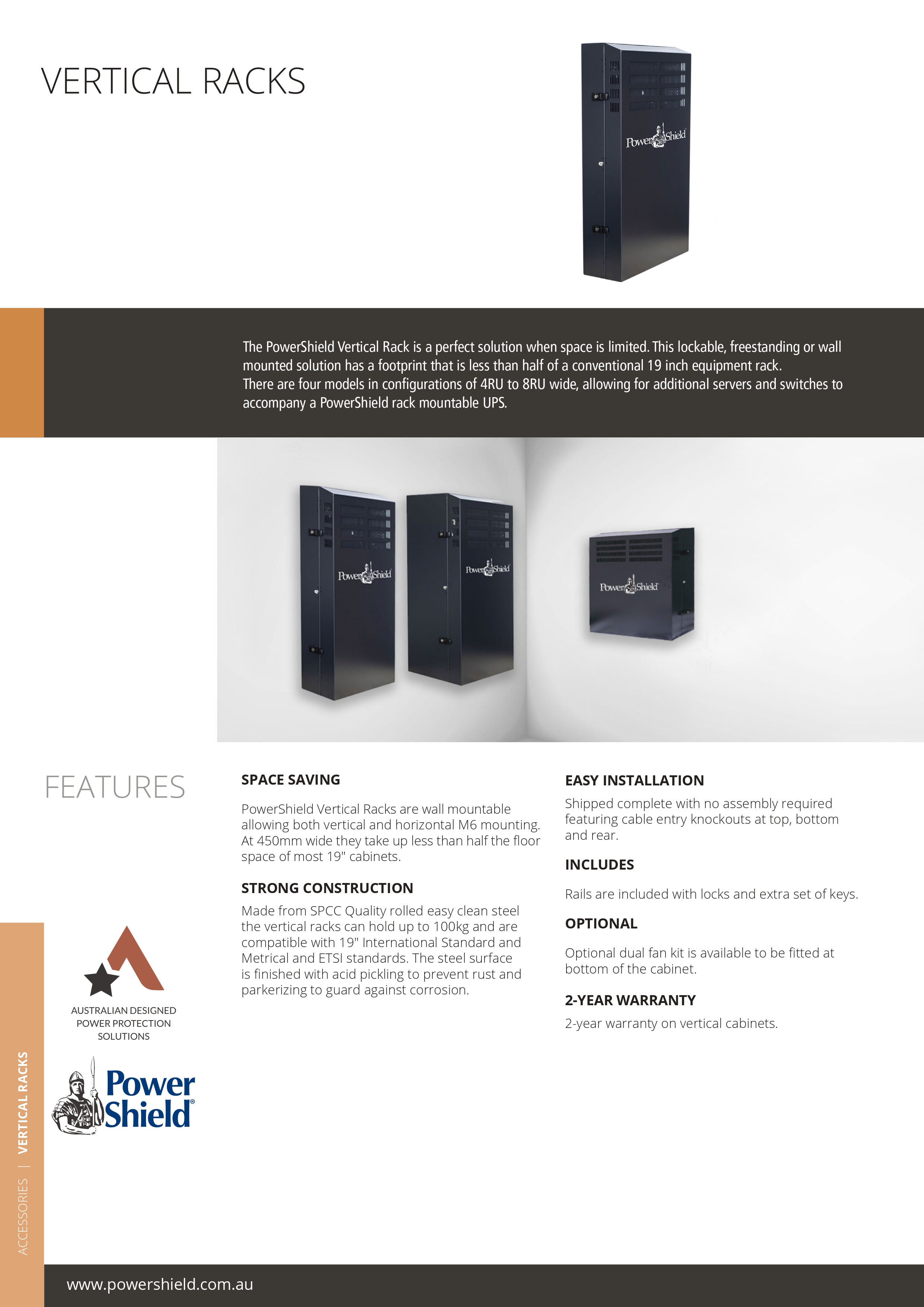 PowerShield Vertical Rack With 8U Vertical Capacity