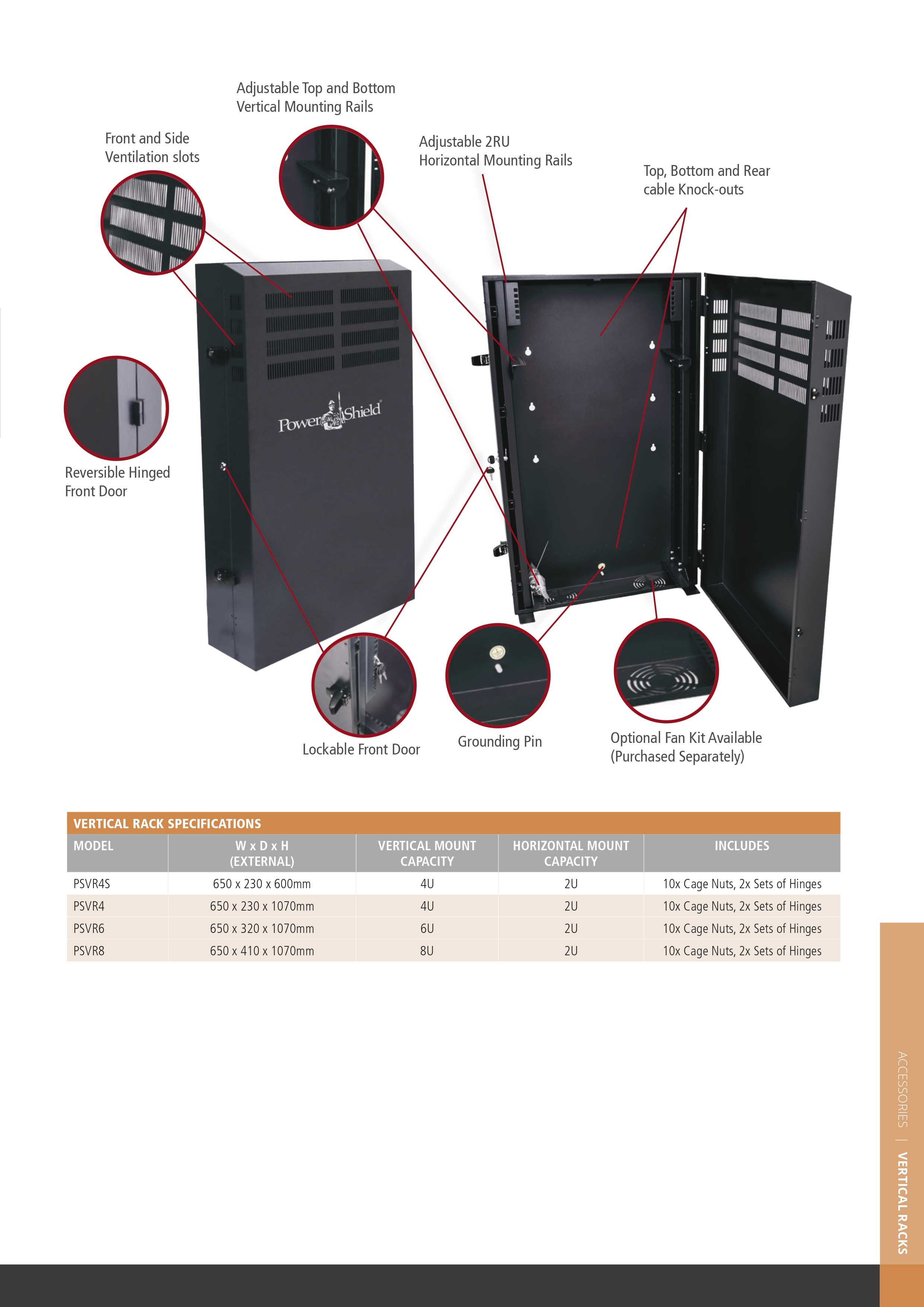 PowerShield Vertical Rack With 8U Vertical Capacity
