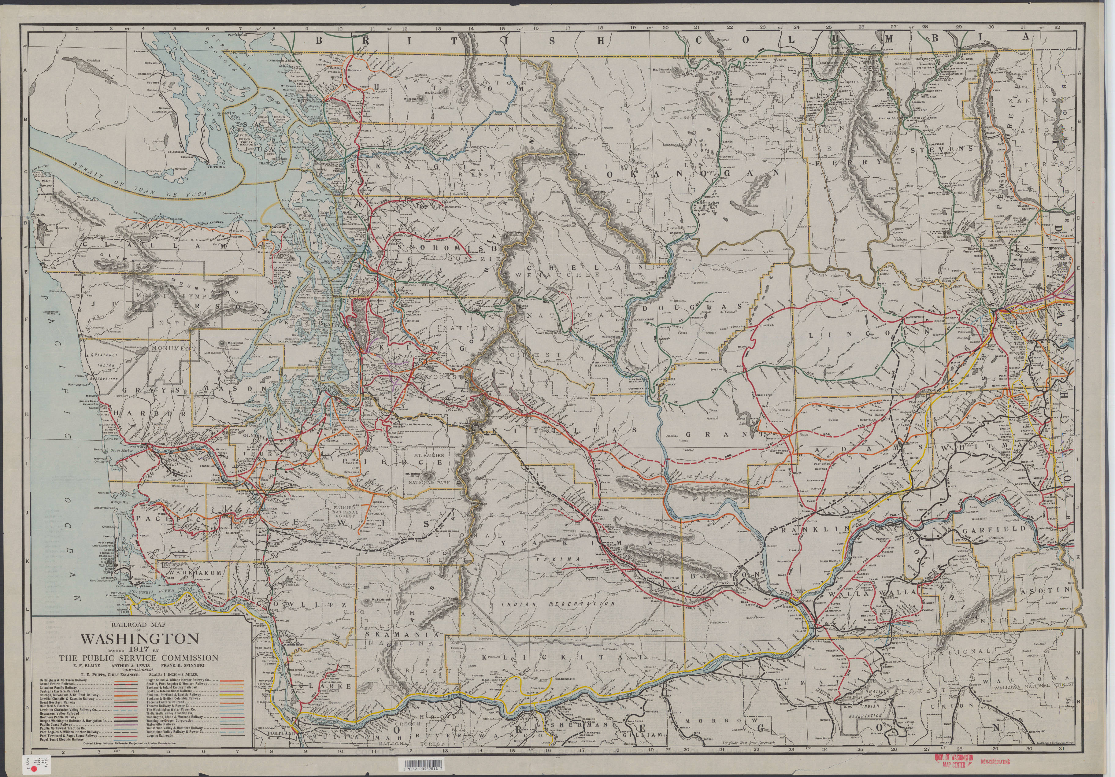 Washington State Railroad Map Railroad Map Of Washington (1917) - Early Washington Maps - Wsu Libraries Digital Collections