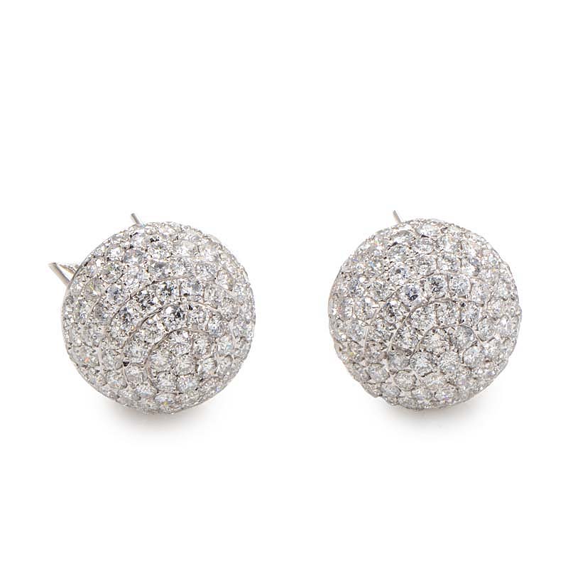 Earrings 18K White Gold Diamond Pave Earrings CED7660 Luxury Bazaar