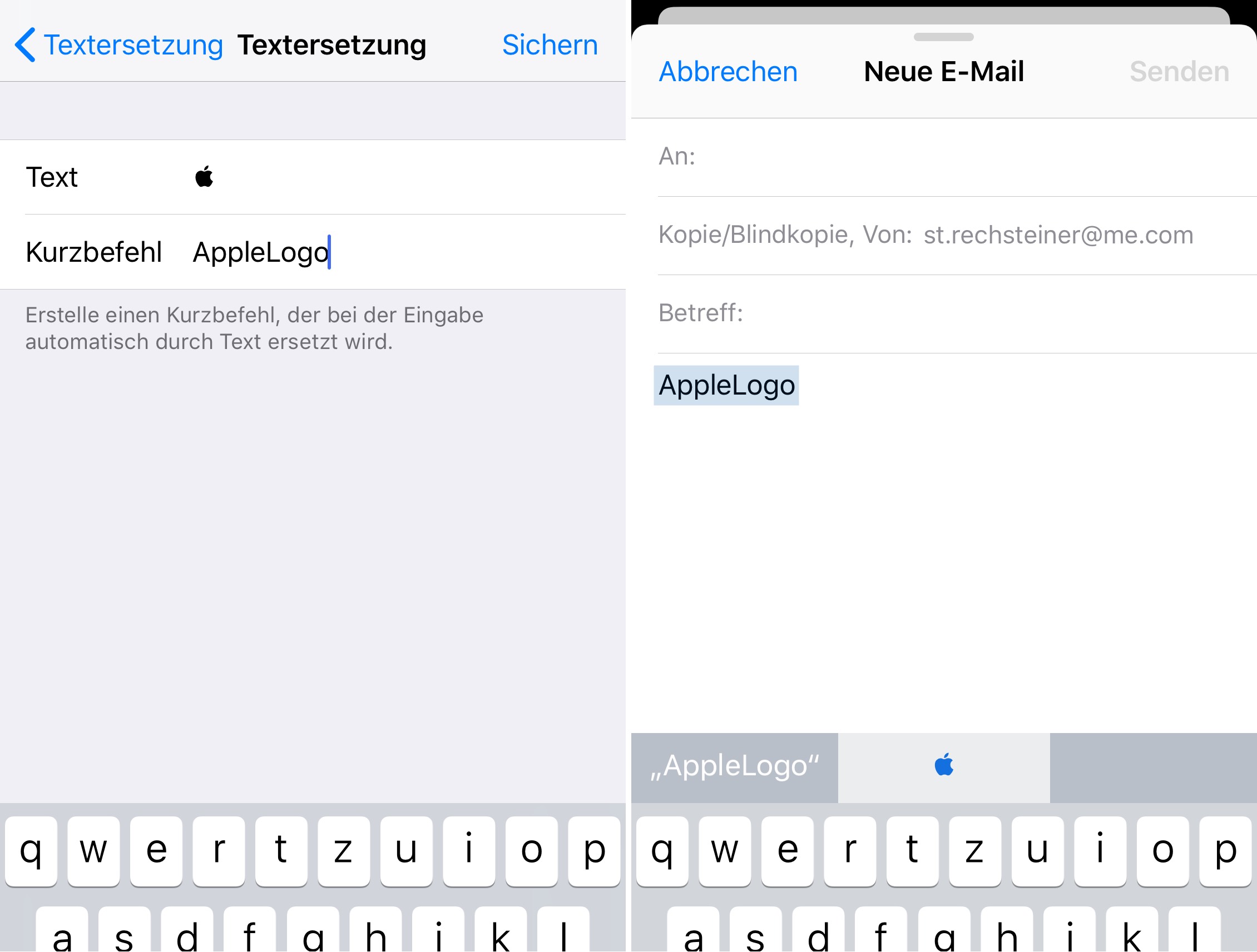 Sonderzeichen wie ™ TradeMark, © Copyright oder das AppleLogo am