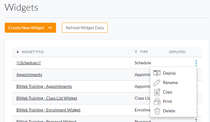 Can I print a copy of my schedule widget? branded web tools