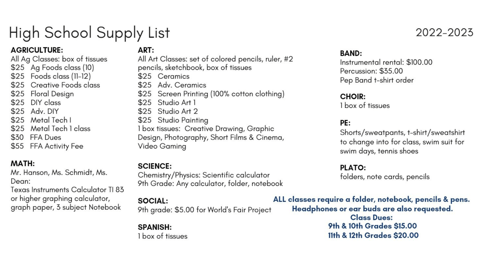 Supply List