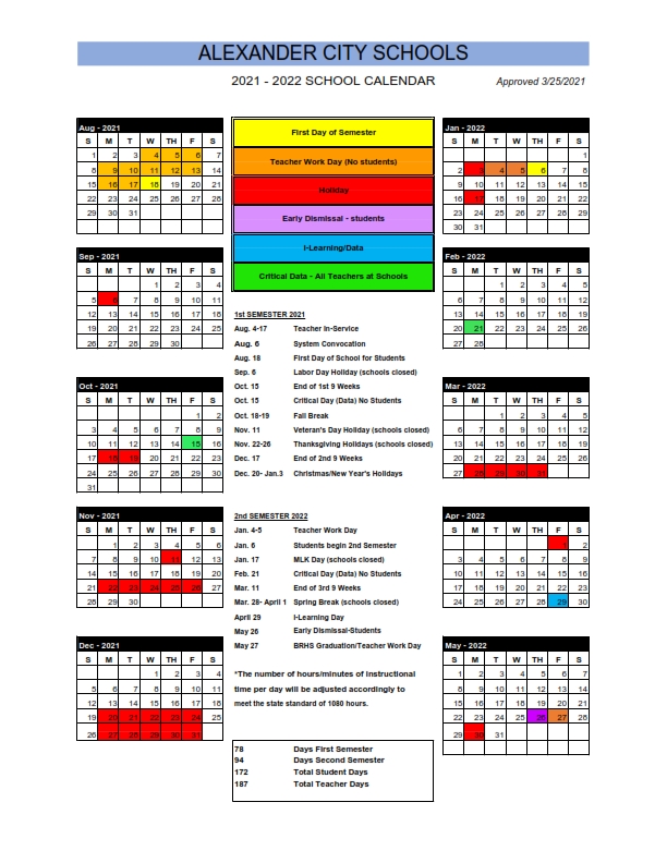 Alabama Spring Break 2023 Brhs Calendar - Benjamin Russell High School