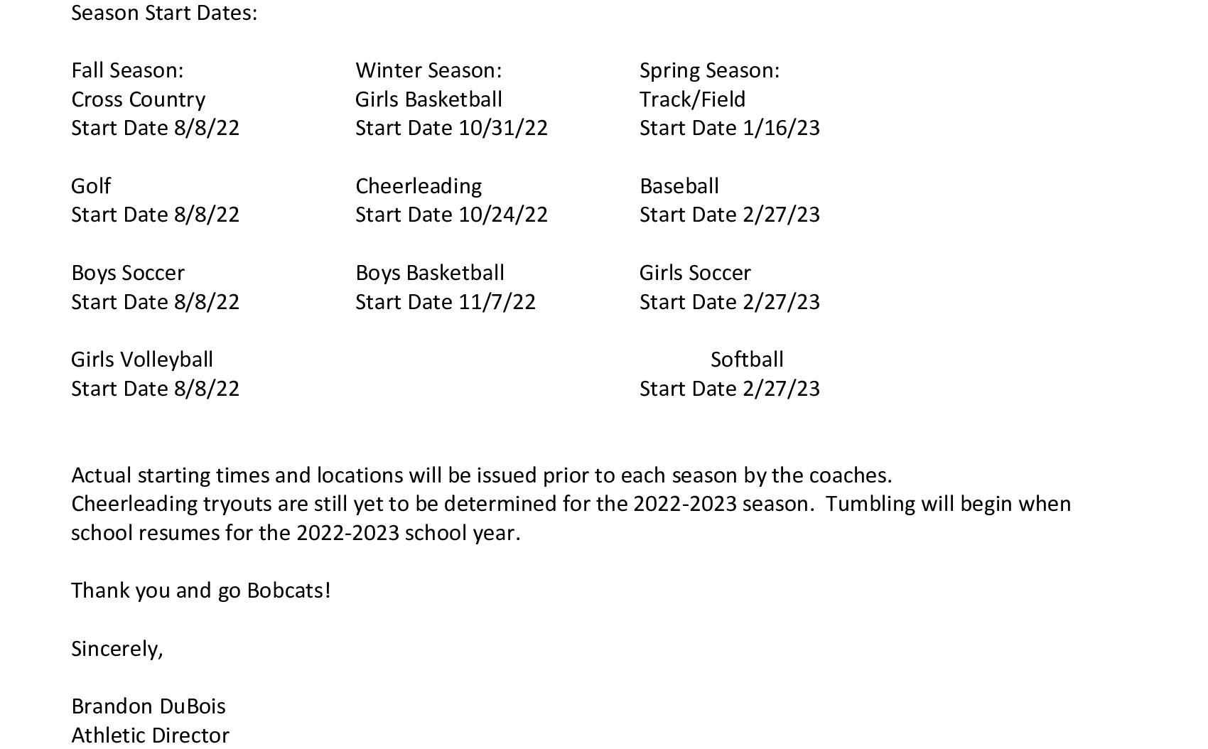 bhs calendar 2023 BHS Sports Registration for 20222023
