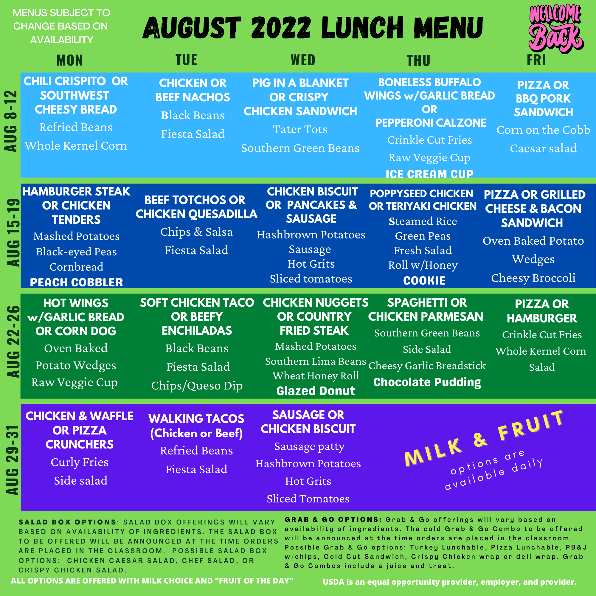 Breakfast and Lunch Menus