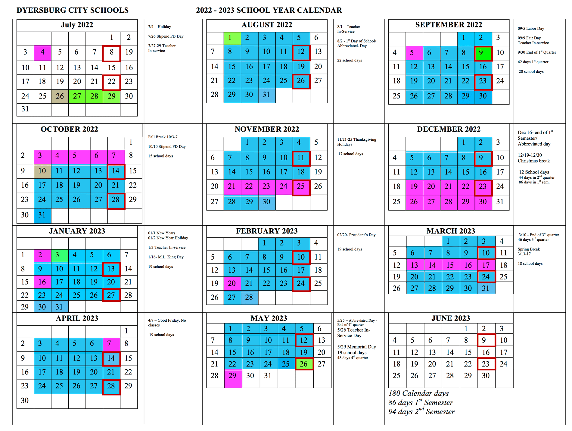 henry county spring break 2023 Calendar - Dyersburg City Schools