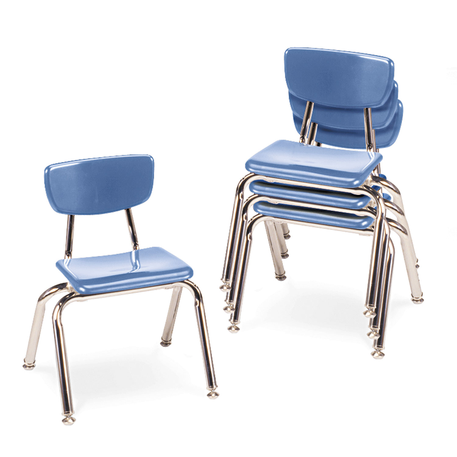 Virco® 3000 Series Classroom Chairs, 12" Seat Height, Blueberry, 4