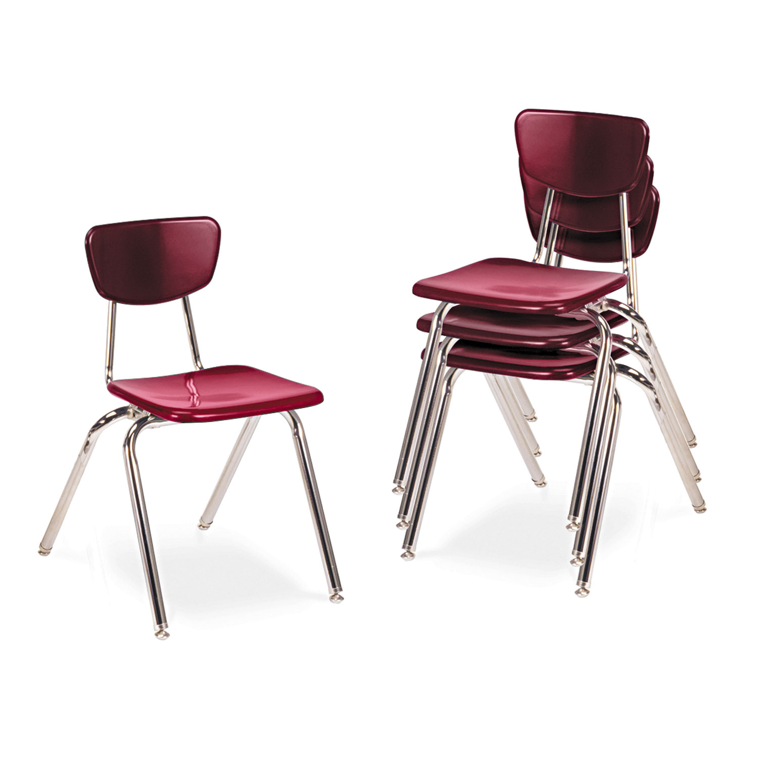 Virco® 3000 Series Classroom Chairs, 18" Seat Height, Wine, 4/Carton