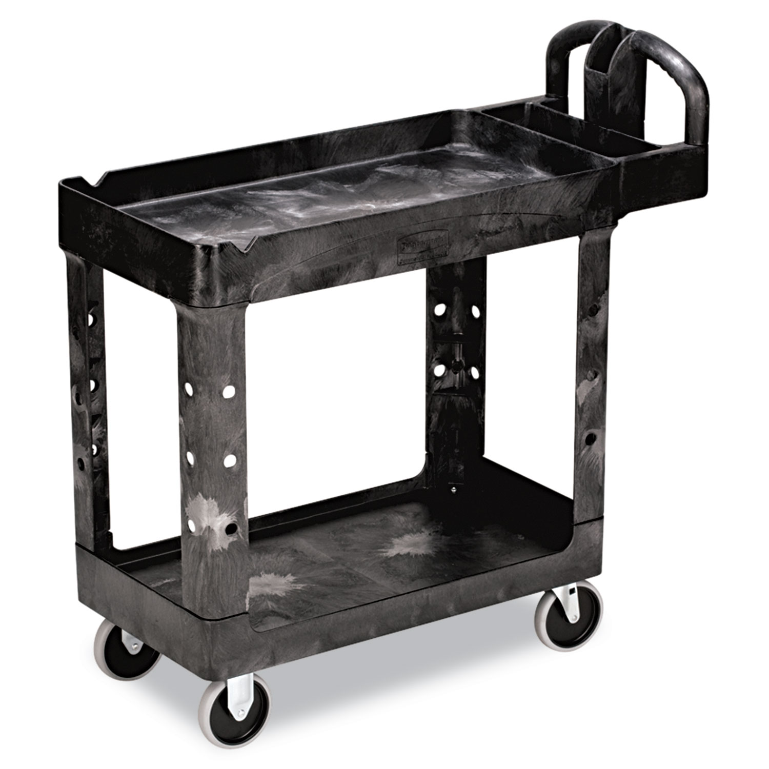 HeavyDuty Utility Cart with Lipped Shelves, Plastic, 2 Shelves, 500 lb