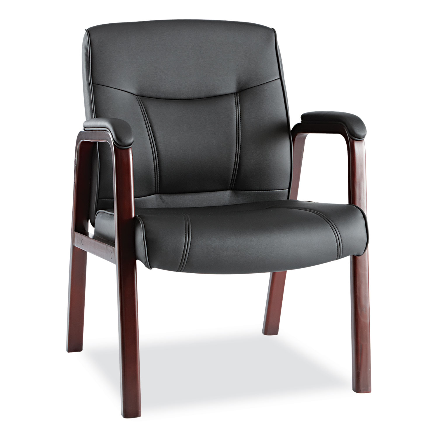 ALEMA43ALS10M Alera® Madaris Series Leather Guest Chair w/Wood Zuma