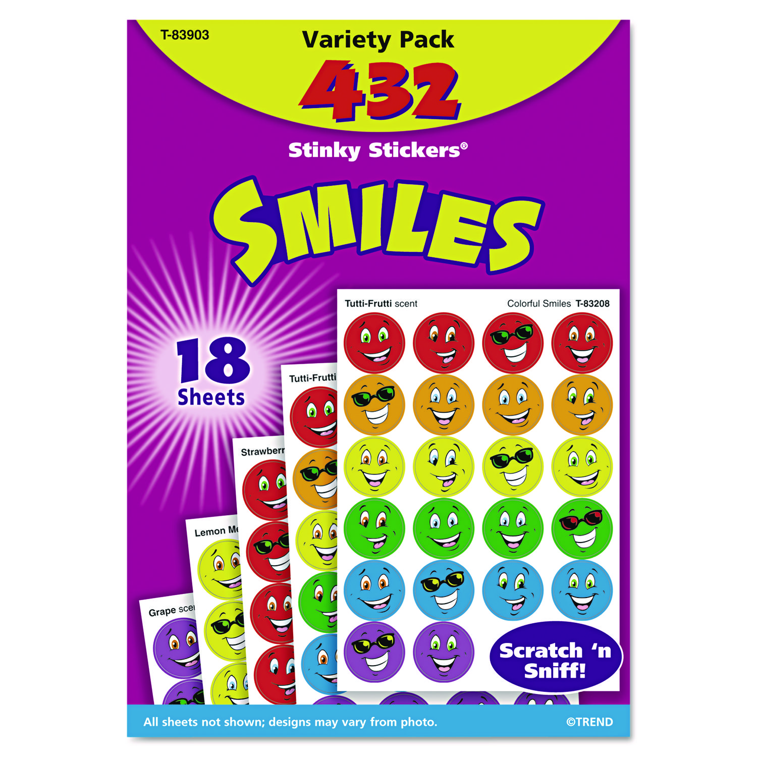 Stinky Stickers Variety Pack, Smiles, Assorted Colors, 432/Pack Office Stock USA