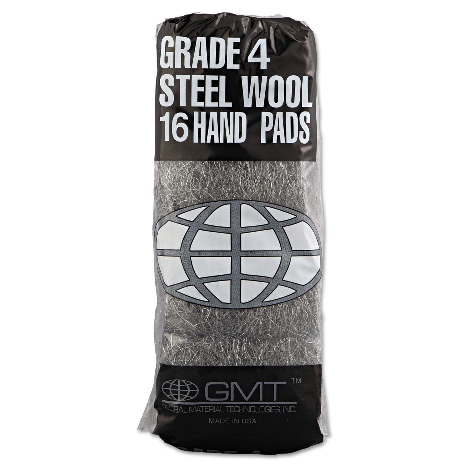 IndustrialQuality Steel Wool Hand Pads, 4 Extra Coarse, Steel Gray