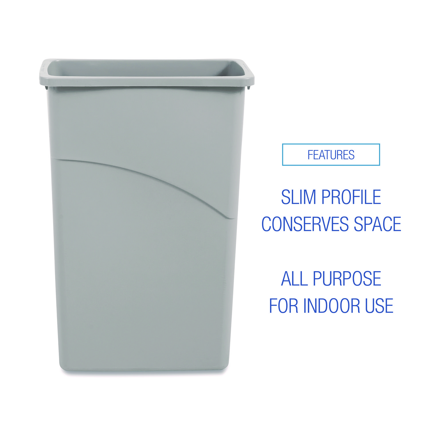 Boardwalk® Slim Waste Container, 23 gal, Plastic, Gray Gem Supply Company